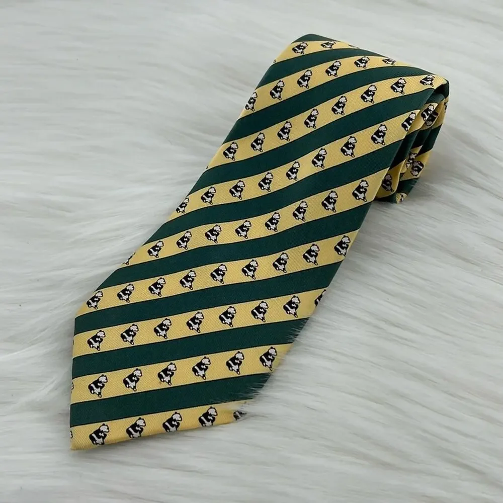 Hermes Rare Giant Panda holding baby tie - Gold/Green - 3.5